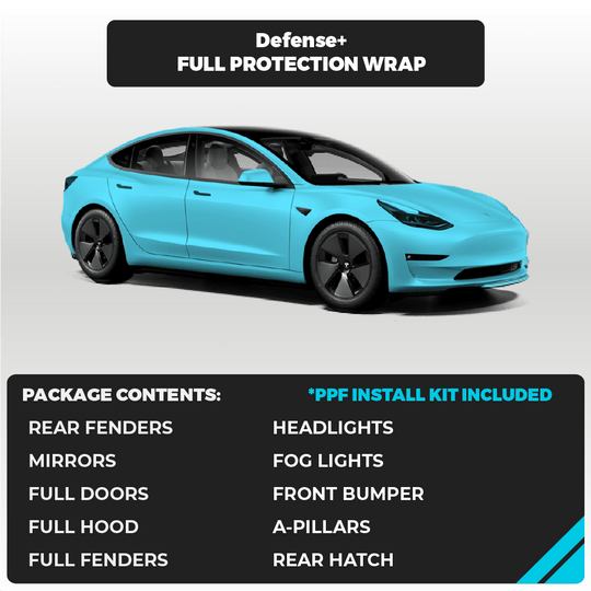 Tesla Model 3 Full Defense+™ Paint Protection Film Wrap