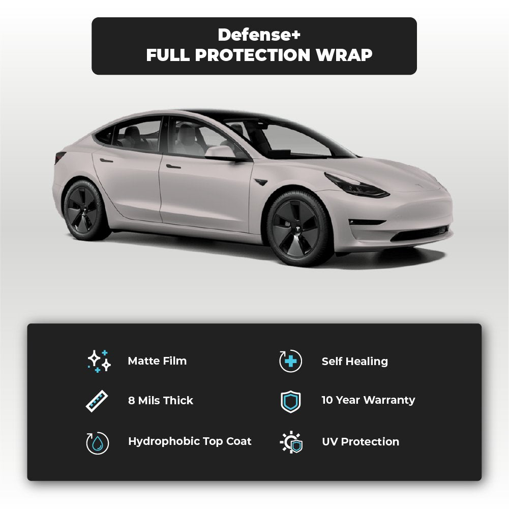 Tesla Model 3 Matte Finish Full Defense+™ Paint Protection Wrap