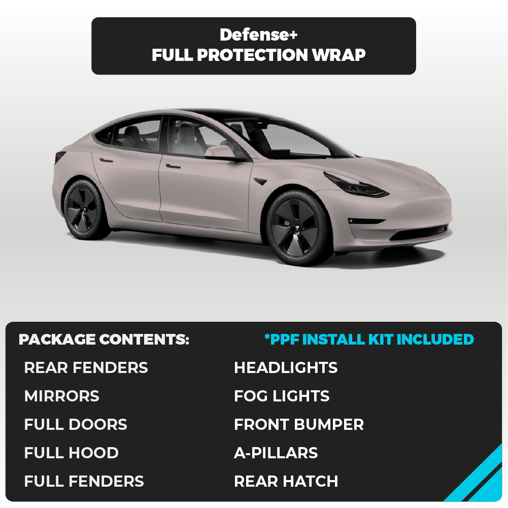 Tesla Model 3 Matte Finish Full Defense+™ Paint Protection Wrap - Drive Protected