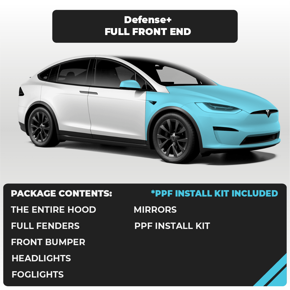 Tesla Model X Full Front End Defense+™ Paint Protection Film - Drive Protected