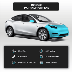 Tesla Model Y Partial Front End Defense+™ Paint Protection Film - Drive Protected